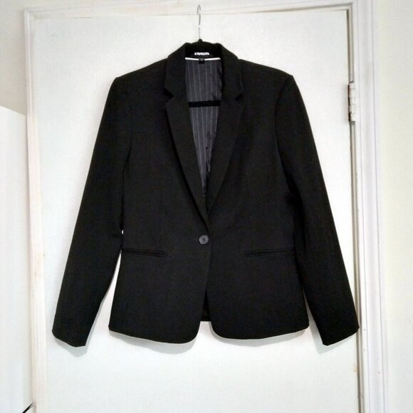 Express Black Stretch Blazer Lined Machine Washable Sz 10 - Picture 10 of 10